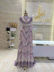 Long purple intricate beaded dress